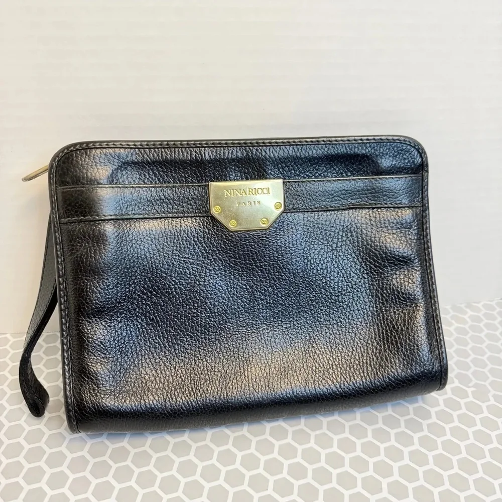 Nina Ricci Vintage Black Leather Clutch